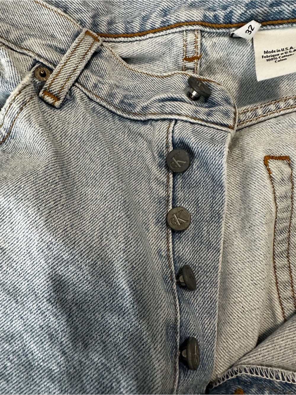 Calvin Klein VTG Y2K Heritage Streetwear Light Wash Straight-Leg Jeans Sz32 - Picture 13 of 16